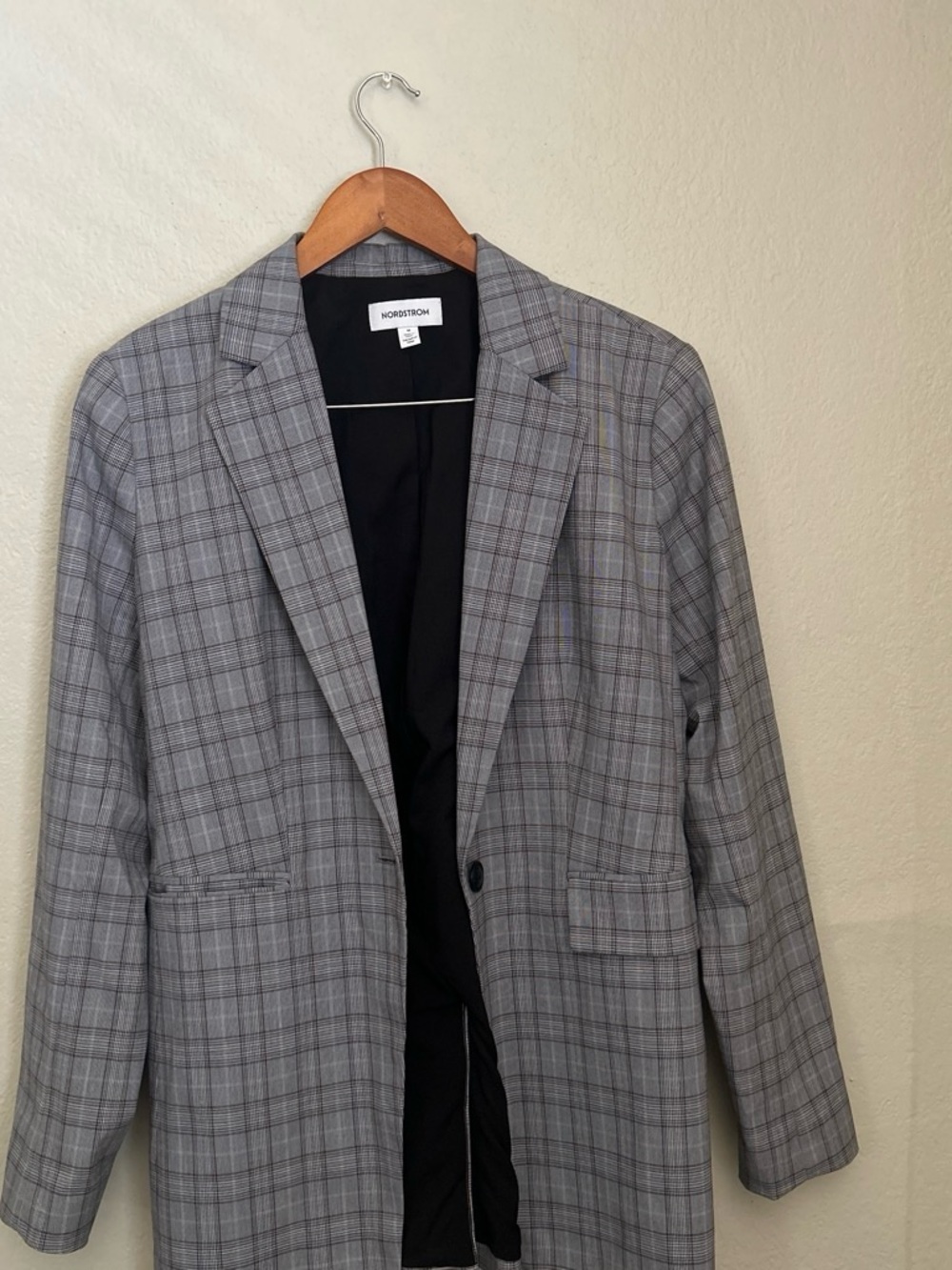 Nordstrom Gray Plaid Women's Blazer Jacket
